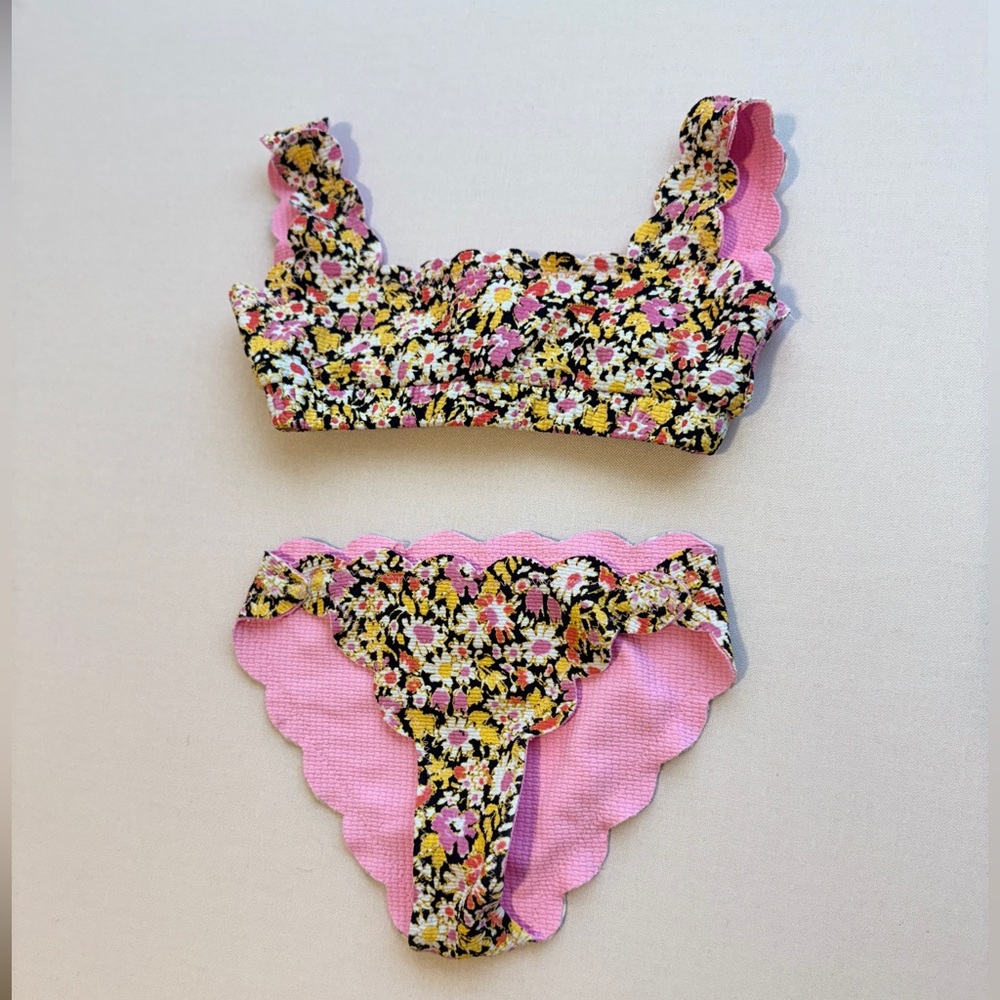 NWT Marysia Bumby reversible toddler girl Swim Floral bikini blossom pink 2 3 XS